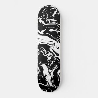 Black and white abstract swirls skateboard