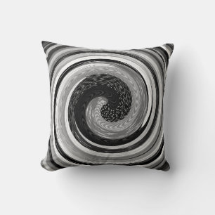 black and white abstract swirls throw pillow