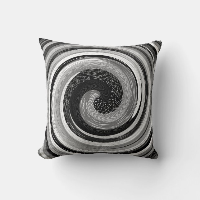 black and white abstract swirls throw pillow (Front)