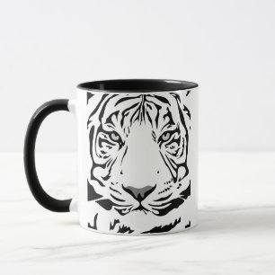 Black and White Abstract Tiger Face Mug