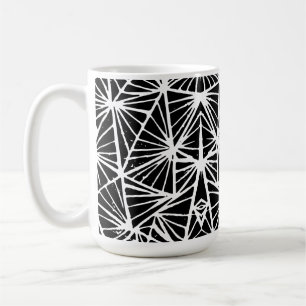 Black and White Abstract Triangles Lino Cut Coffee Mug