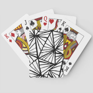 Black and White Abstract Triangles Lino Cut Playing Cards