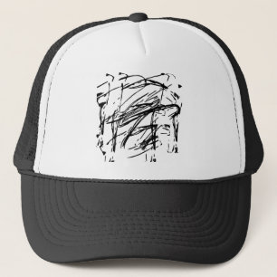 Black and white abstract trucker hat