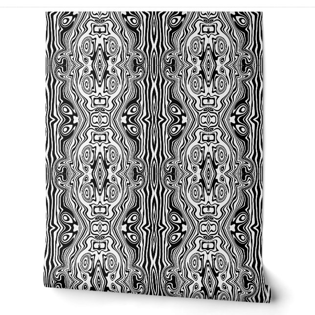 Black and White Abstract Waves Custom Colour Wallpaper (Unrolling)