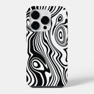 Black and White Abstract Waves Custom Colours iPhone 14 Pro Case