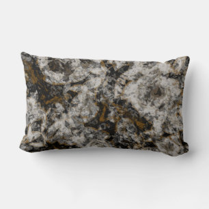 Black and White Abstract with Gold and grey Lumbar Pillow