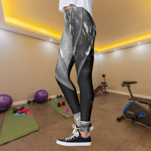 Black and White Abstract with Personalized Name Leggings