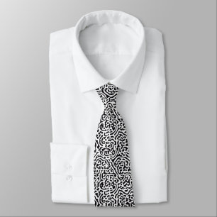 Black and White Abstract Zebra Pattern Tie