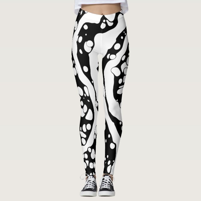 Black and White Abstraction Leggings (Front)