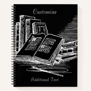 Black And White Academia Personalized Notebook