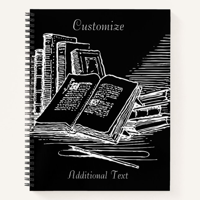 Black And White Academia Personalized  Notebook (Front)