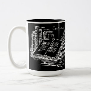 Black And White Academia Personalized Two-Tone Coffee Mug