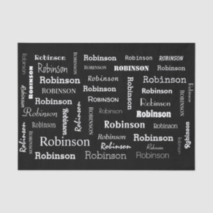 Black and White Add Name Personalized Tissue Paper