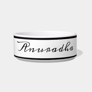 Black and white add pet name Ceramic Pet Bowl