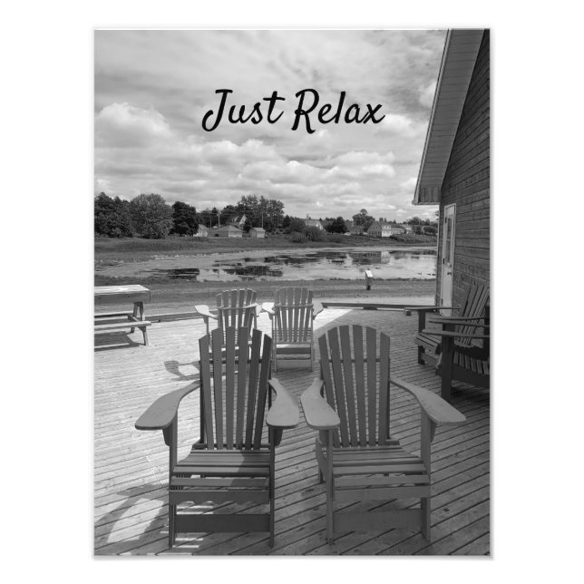 Black and White Adirondack Chairs  Photo Print (Front)