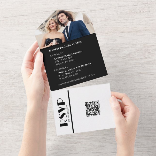 Black and White Affair-Wedding Rings- All In One I All In One Invitation (Tearaway)