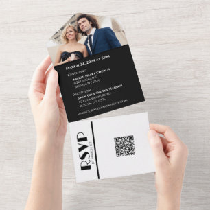 Black and White Affair-Wedding Rings- All In One I Invitation