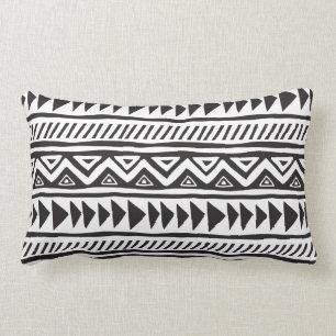 Black And White African Ethnic Pattern Lumbar Pillow