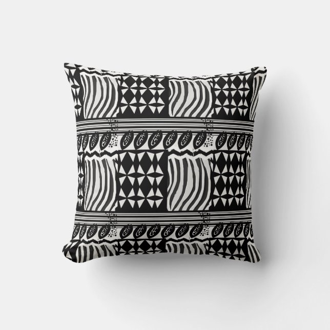 Black And White African-Inspired Pattern by KCS Throw Pillow (Front)