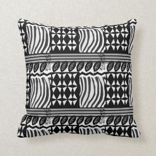 Black And White African-Inspired Pattern by KCS Throw Pillow
