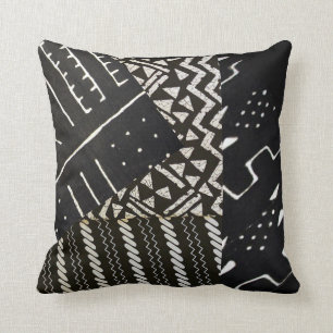 Black and White African Motif Throw Pillow