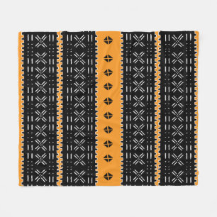 Black And White African Mud Cloth Pattern Fleece Blanket