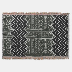 Black and White African Pattern Throw Blanket