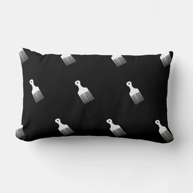 Black and white afro comb Throw Pillow (Front)