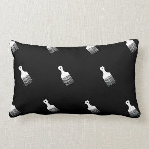 Black and white afro comb Throw Pillow
