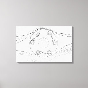 Black and White Airplane Propeller Sketch Canvas Print