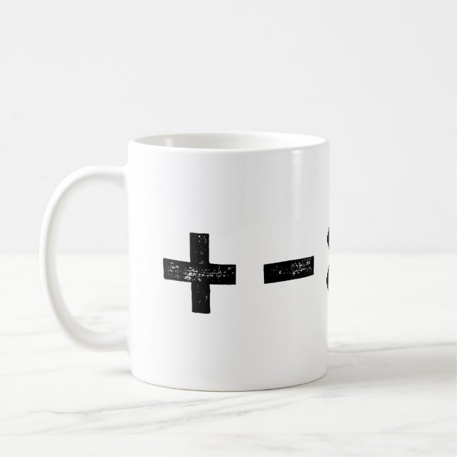 Black and White All Math Symbols Lino Cut Coffee Mug (Left)