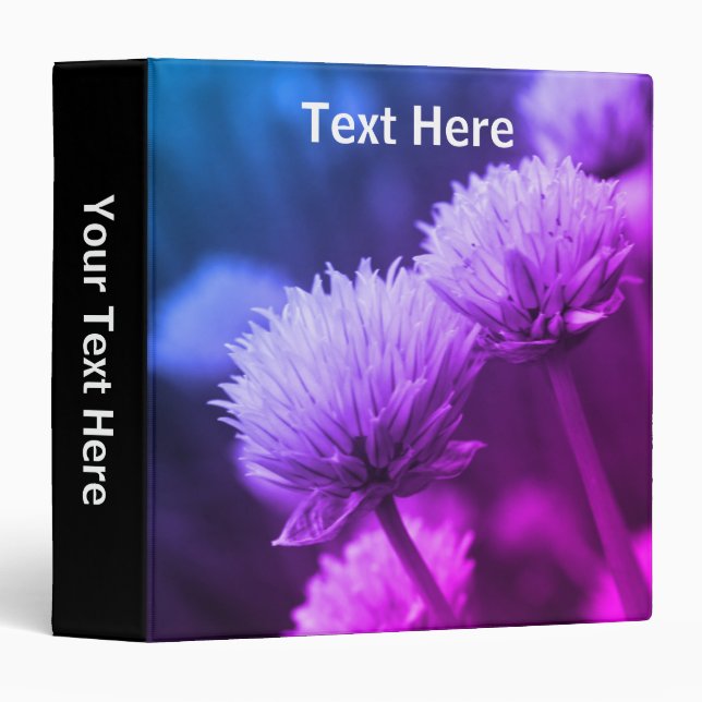 Black And White Allium Flowers Personalized Binder (Front/Spine)