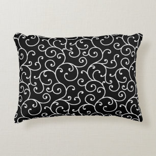 Black and White allover seamless scroll designpatt Accent Pillow