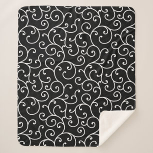 Black and White allover seamless scroll designpatt Sherpa Blanket