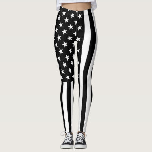 Black and White American Flag Leggings