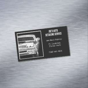 Black and White American Muscle Car Automotive  Magnetic Business Card