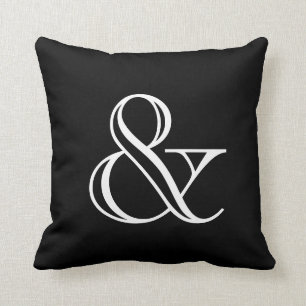 Black And White Ampersand Throw Pillow