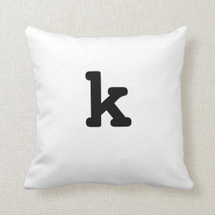 Black and white Anagram Pillow Lowercase Letter k