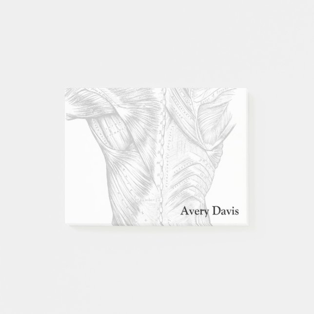 Black and White Anatomy Art Back Muscles (1890) Post-it Notes (Front)