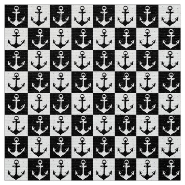 Black And White Anchor  Fabric (Swatch)
