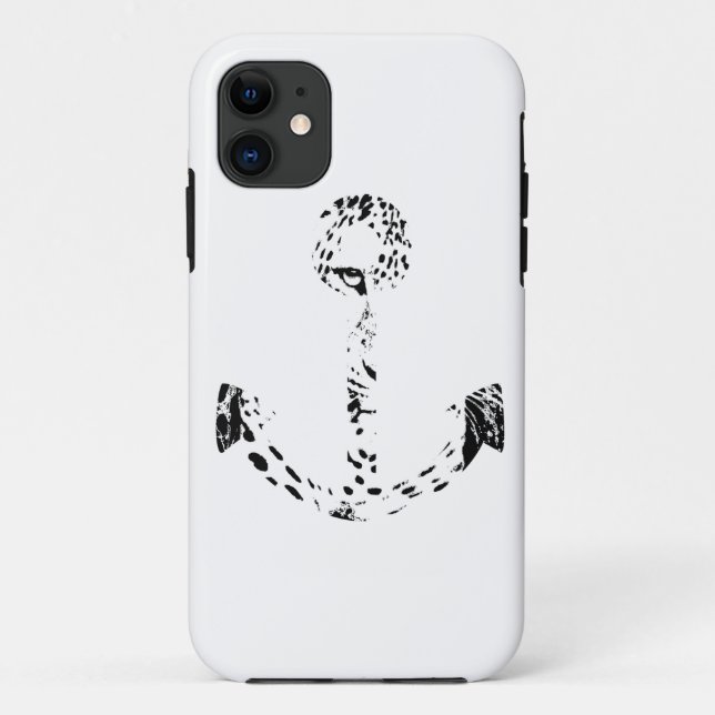 Black and White Anchor Leopard Eye Overlay Case-Mate iPhone Case (Back)