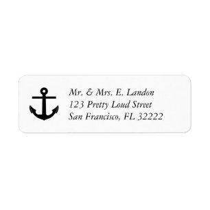 Black and White Anchor Return Address Label