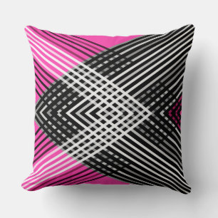 Black and white and gray intertwined stripes on a throw pillow