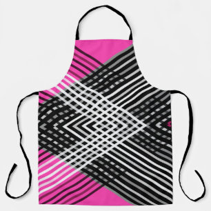 Black and white and grey intertwined stripes on a  apron