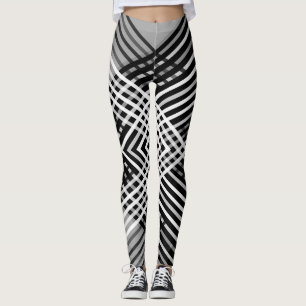 Black and white and grey intertwined stripes on a leggings