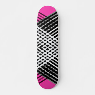 Black and white and grey intertwined stripes on a skateboard