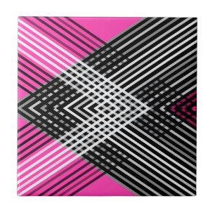 Black and white and grey intertwined stripes on a  tile