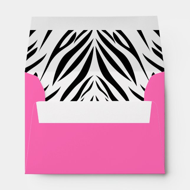 Black and White and Hot Pink Zebra Print Envelopes (Back (Bottom))