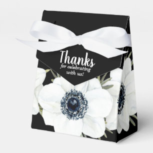 Black and White Anemones Watercolor Floral Favor Box