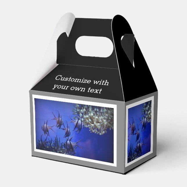 Black and White Angelfish in Deep Blue Sea Favor Box (Front Side)